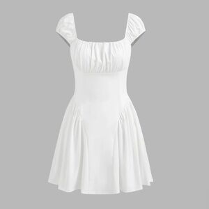 CIDERAIRY™ SQUARE NECK SOLID RUCHED
MINI DRESS